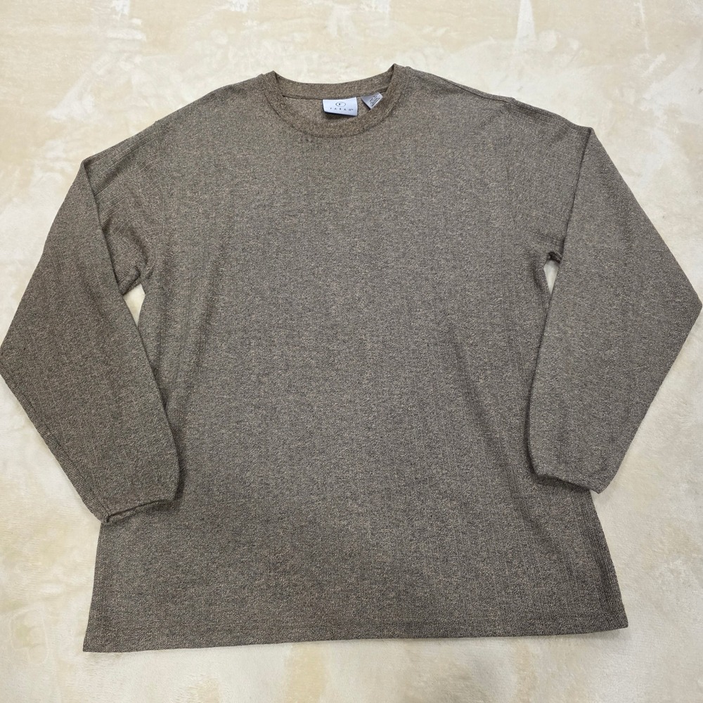 Farah Mens Large Brown Marled Knit Crewneck Pullover Sweater LS Cotton Blend L